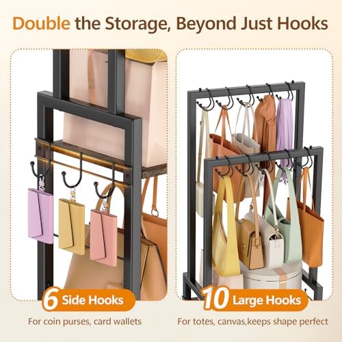 Tall Purse Organizer with Double Rods: Visible Backpack Handbag Storage - Image 5