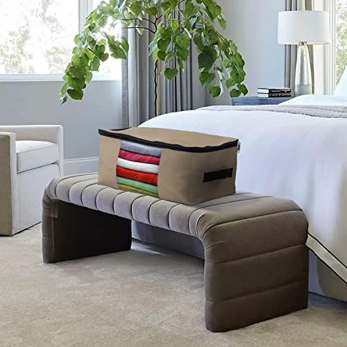 Covers & All Storage Bags, 90 litres Large size Space Saver bags Heavy Duty Storage Organizer Multipurpose, 12 Oz Waterproof UV-Resistant & Tear-Proof (Pack of 10, Beige) - Image 7