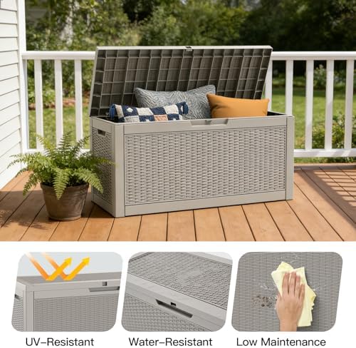 Mars Villa Deck Box, Outdoor Storage Box Waterproof, 60 Gallon, Grey - Image 5