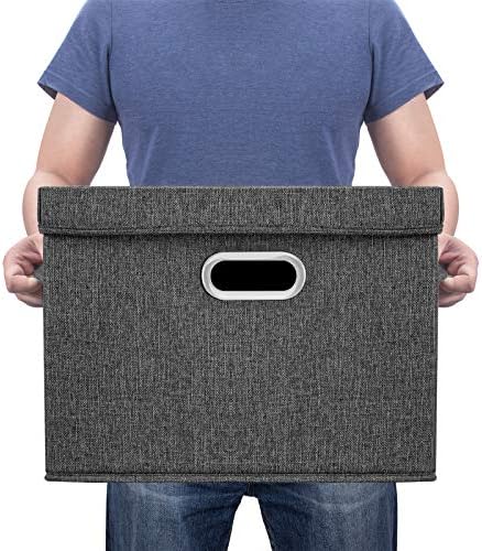 TYEERS Large Collapsible Storage Bins with Lids, Organization Bins for Closet Storage, Clothes Storage, Folding Storage Box with Lids for Home Office Storage - 3 Pack - Black - Image 6