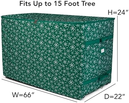 Covermates Christmas Tree Structured Rolling Storage Bag, Green Snowflake - Image 3