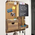 Key Holder Wall Mount with Drawer and Mail Organizer, Natural Wood by HEKOOLA