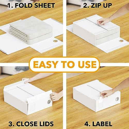 SpaceAid 6 Pack Bed Sheet Organizers and Storage, Foldable Sheet Organizer with Window for Linen Closet, Set Folder Keeper for Queen & King Size Bedding Storage (White) - Image 3