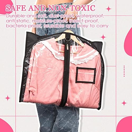 Nuenen 12 Pcs Clear Garment Bags Dance Costume 5 Pockets,Black,37 Inch - Image 4