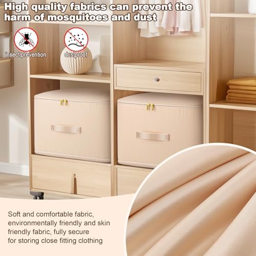 Ultra Space Saving Self Compression Organizer, Portable Space Saver Storage Packing Bags, Blanket & Quilt Compression Storage Bag for Comforters, Blankets, Bedding (Almond) - Image 5