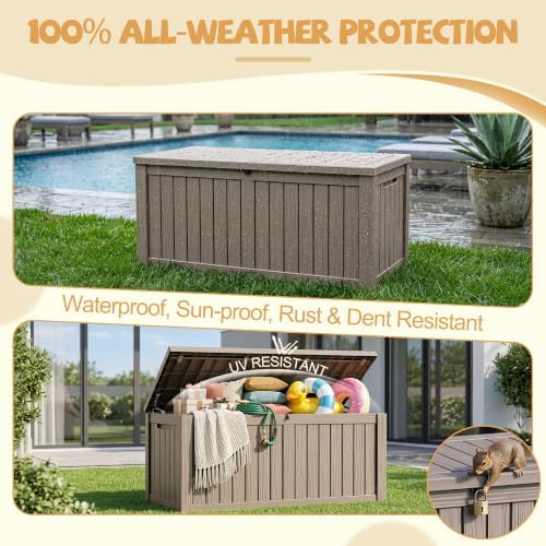 Outdoor Storage Box Waterproof, 220 Gal Gen 2 Resin Deck Box With Wheels - Image 6