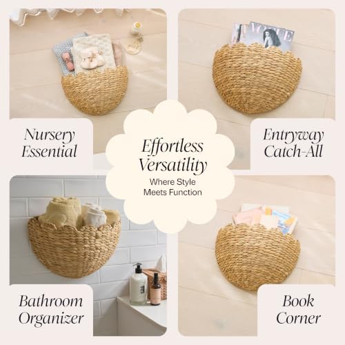 BEBE BASK Scalloped Wicker Wall Basket - The Original - 16 x 10 x 7 In - Image 6
