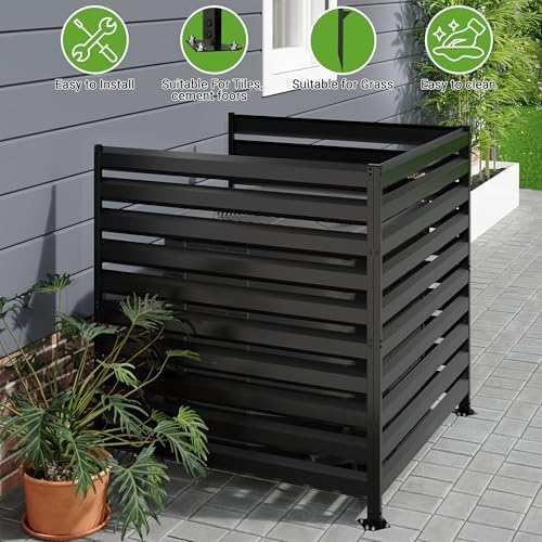 42” H x 38” W Air Conditioner Fence 1 Panels, Metal Privacy Fence Panels, Pool Equipment Enclosure, Trash Can Screens Fence Kit for Outside, Backyard, Patio, Garden(Black) - Image 5