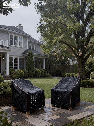 Patio Adirondack Chair Cover 2 Pack,Waterproof Heavy Duty Outdoor Chair Covers,Patio Adirondack Chair Cover for Outdoor Chair,(30W x 34 D x 36 H inches),Black - Image 6