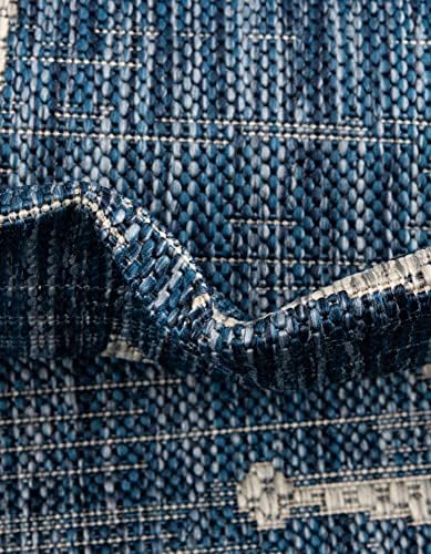 Unique Loom Outdoor Coastal Collection Area Rug - Ahoy (12' Round Blue/Ivory) - Image 5