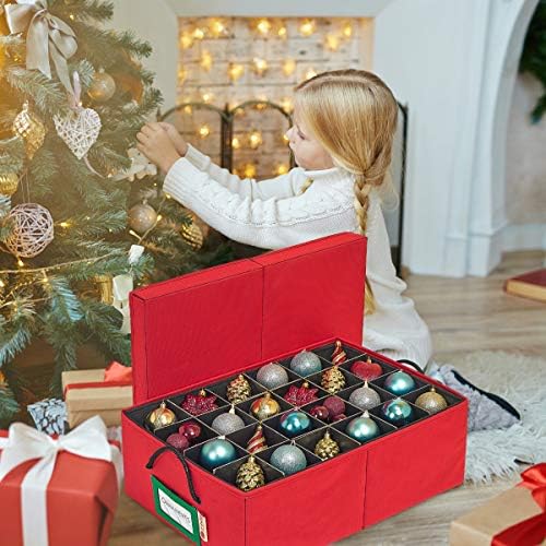 HOLDN’ STORAGE Christmas Ornament Storage Container Box with Dividers – Convenient Durable 2 Individual Removable Trays Fits Up to 48-3” Ornaments. - Image 2