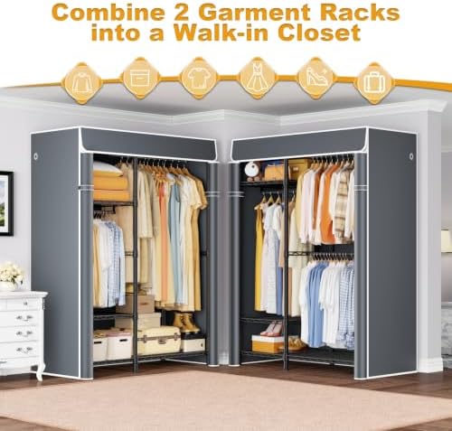 ULIFHOME F7C Medium Clothes Rack with Cover, 6-Tier Covered Clothing Rack - Image 3