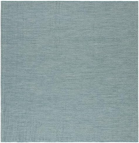 SAFAVIEH Washable Rug Outdoor Courtyard Collection - 7'10" Square, Aqua Blue & Grey, Non-Shedding & Easy Cleaning, Ideal for Patio, Backyard, Mudroom (CY8521-37121) - Image 3