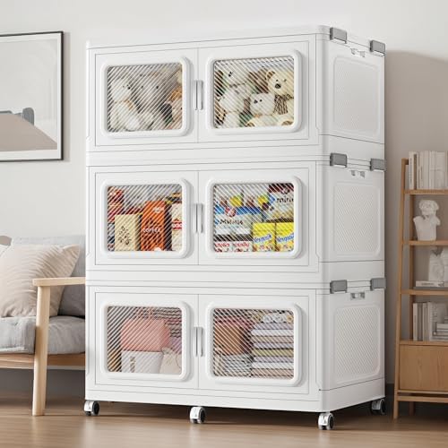BROVIEW 660 Qt/165 Gal Stackable Storage Bins with Lids, 3 Pack, White by BROVIEW-EnjoytheArtofLife