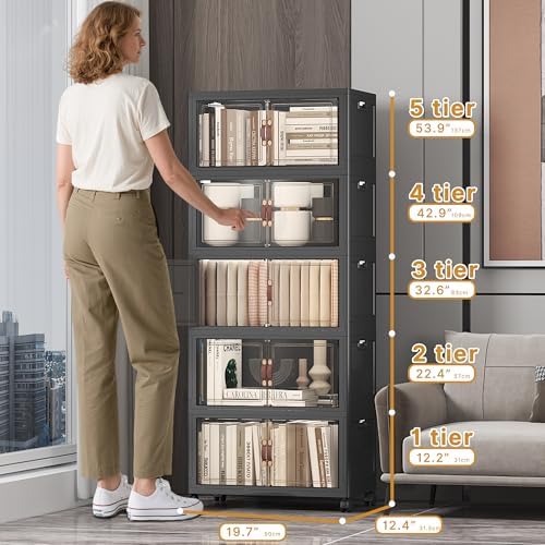 UAMFURI 260QT Stackable Storage Bins with Lids,Doors & Wheels - Image 2