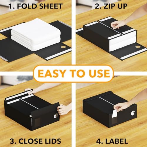SpaceAid 10 Pack Bed Sheet Organizers and Storage, Foldable Sheet Organizer for Linen Closet, Sheets Set Folder Keeper with Window XL (Queen & King Size) Organizing Bedding Container, Black - Image 3