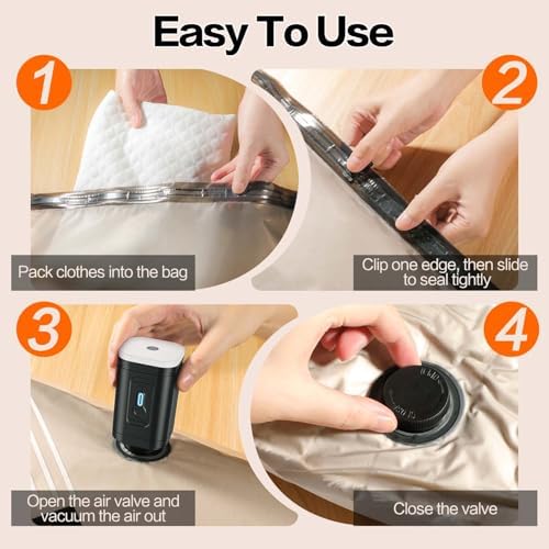 Rechargeable Wireless Pump Travel Storage Bags Set - 20 Pack Portable Space Saver Bags for Travel & Home - Vacuum Compression Packing Seal for Clothes, Blankets, Seasonal Storage - Image 5