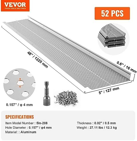 VEVOR Gutter Guard 52 PCS Aluminum Leaf Filter, 208 ft Length Gutter Cover - Image 7