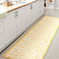 Eyely Filigree Weave Runner Rug 2X8 Cream/Yellow, Indoor Outdoor Rug by eyely