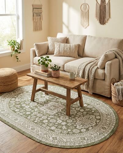 Rugs.com - Outdoor Aztec Rug – 5' 3 x 8' Oval Green Indoor/Outdoor Rug Durable Flatweave for Patios, Decks, and Porches - Image 4
