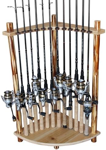 Corner Log 12 Fishing Rod Rack, Rustic by RushCreekCreations