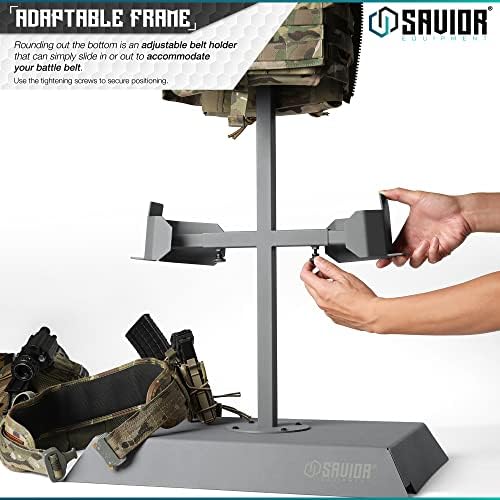 Savior Equipment H.A.B Tactical Gear Stand Helmet Vest Belt Display Rack, Military Gear Holder Plate Carrier Indoor Home Garage Free-Standing Organizer, Heavy Duty Steel Construction Hold Up To 70 lbs - Image 5