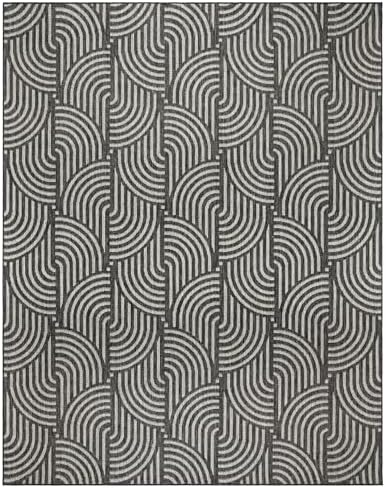 Gertmenian Indoor Outdoor Modern Area Rug - 6x9 Medium, Fade Resistant, Ideal for High Traffic in Living Room, Bedroom, Patio - Geometric, Black, 25534 by Gertmenian