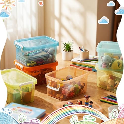 Wenqik 12 Pack Colorful Plastic Storage Bins with Lids, Pastel - Image 6