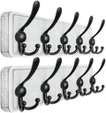 Dseap Coat Rack Wall Mounted - 5 Tri Hooks, Heavy Duty, Wooden Wall Coat Hanger Coat Hook for Clothes Hat Jacket Clothing, White & Black, Pack of 2 by Dseap