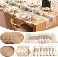8 Sets Boho Placemat Table Runner Napkin Rings, Khaki, 12x108 by Gandeer