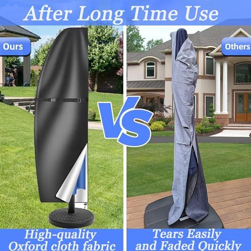 Patio Umbrella Cover for Hampton Bay Solar LED Offset Round 11 ft, Outdoor Water-Resistant Offset Cantilever Cover with Zipper for Garden, Deck & Backyard - Image 4