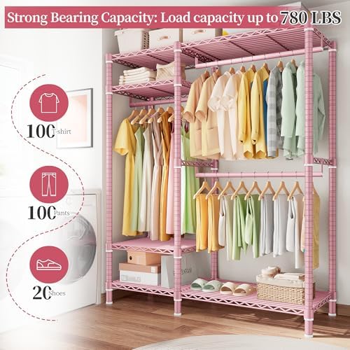 Raybee Clothes Rack with Shelves, Heavy Duty Loads 780LBS, Space-Saving - Image 3