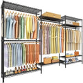 Ulif E13 Max Heavy Duty Clothes Rack（With 4 Hanger Rods & 8 Shelves） Freestanding Clothing Racks for Hanging Clothes，Adjustable Closet，Metal Garment Rack 86" W x16 D x77 H，Max Load 1100LBS，Black by Ulif