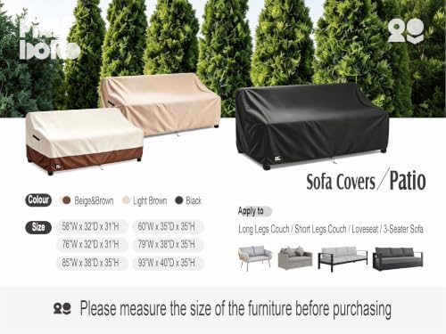 2-Seater Patio Loveseat Cover, 60Wx38Dx35H inches Outdoor Furniture Covers Waterproof,100% Waterproof Heavy Duty Patio Furniture Covers,Black Minimalism Style Outdoor Couch Cover - Image 3