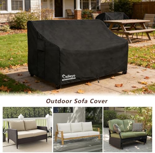 Outdoor Couch Cover,100% Waterproof 2-Seater Outdoor Loveseat/Bench Cover,Patio Furniture Covers,58" Wx 32" Dx 32" H Black - Image 3