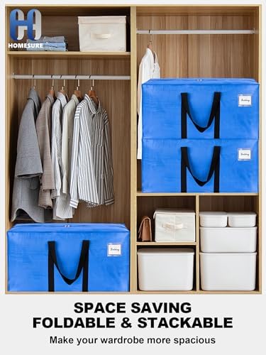 HOMESURE8 Pack 40 Gal Large Strong Moving Bags with Zippers & Carrying Handles - Water-Resistant - Heavy Duty Storage Tote for Space Saving, Fold Flat, Alternative to Moving Box (Sky Blue) - Image 6