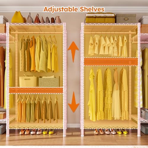 Raybee Clothes Rack, Freestanding Closet Storage System, 5 Rods 8 shelves - Image 4