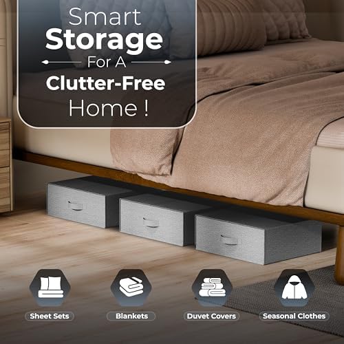 TIMBLE Bed Sheet Organizers & Storage, 10 Pack for King, Queen & Large Sheet Sets, Closet Organizer for Linens, Clothes, Blankets & Bedding, Foldable Fabric Bins with Handle, Name Tag & Window (Gray) - Image 5