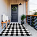 MUBIN Cotton Buffalo Plaid Rug, 4' x 6' Black and White Outdoor Rug Decorative Mat, Washable Large Doormat Hand-Woven Foldable Area Rug for Outdoor Patio Indoor Living Room Dining Room Kitchen by MUBIN