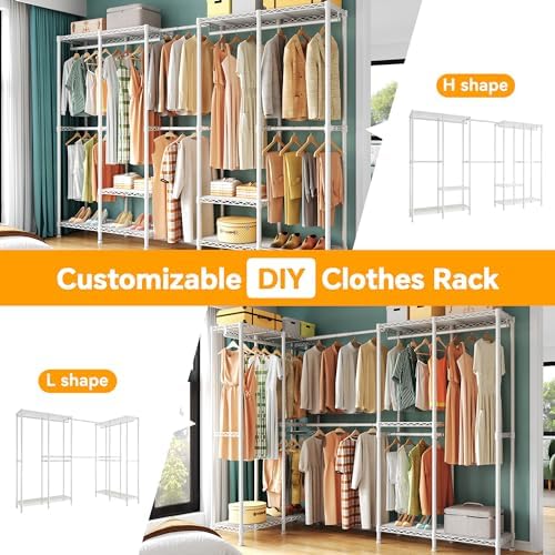Higeego H5 Pro Heavy Duty Clothing Rack, Freestanding Clothes Rack, White - Image 4