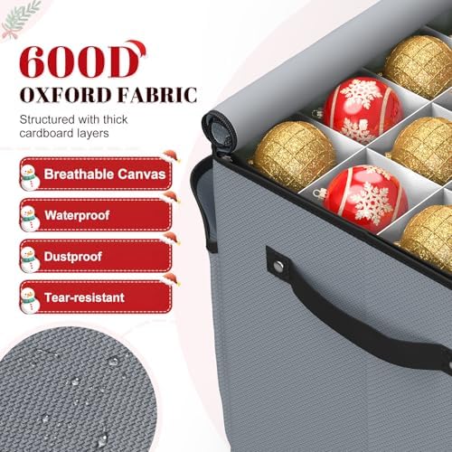 Keten Large Christmas Ornament Storage Boxes with Adjustable Dividers - Image 5