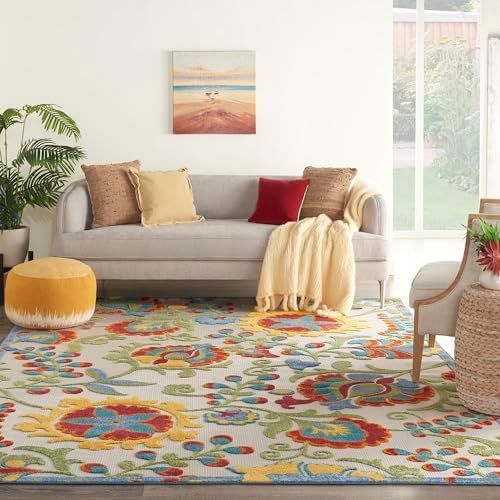 Nourison Home Aloha Ivory Multicolor 9' x 12' Area Rug - Easy Clean, Non Shedding, Bed Room, Living Room, Dining Room, Kitchen (9' x 12') - Image 2