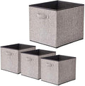 Foldable Storage Bin [set of 4] Fabric Organizer Container Cube Basket with Handles, 13 x 15 x 13 inch (Gray) by BeigeSwan