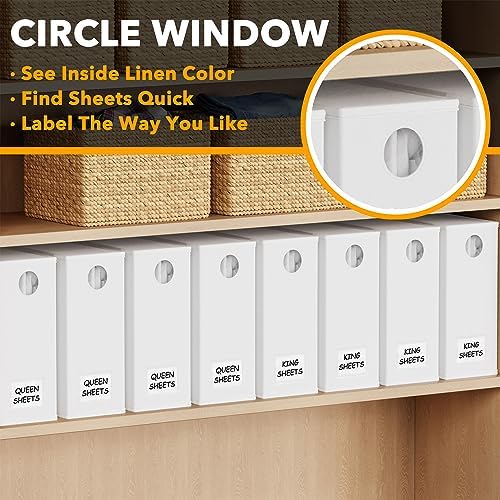 SpaceAid 8 Pack Bed Sheet Organizers and Storage, Foldable Organizer for Linen Closet, Sheets Set Folder Keeper with Window XL (Queen & King Size) Organizing Bedding Container, White 91ZDSN-SL24-W8 - Image 4