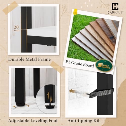 CAPHAUS 979lbs Capacity Garment Rack for Hanging Clothes, Heavy Duty Open Wardrobe w/Hanging Rods & Fabric Drawers, Free Standing Closet Organizer, Metal Closet Rack w/White Wooden Shelves - Image 6