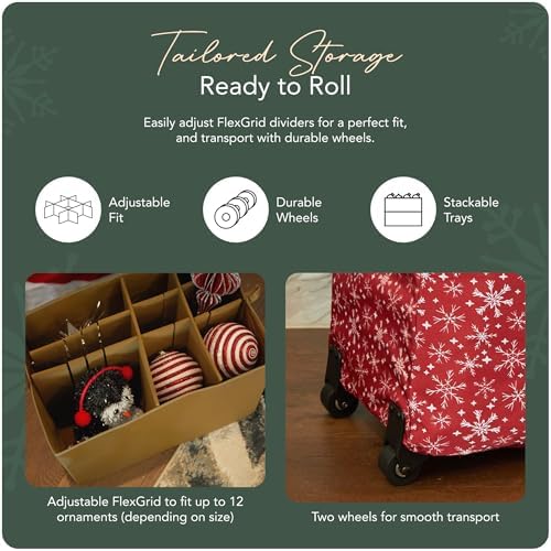 Covermates Rolling Adjustable Ornament Storage Bag, 19.25"W x 13"D x 12.5"H - Image 5