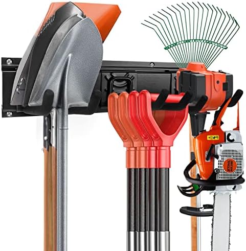 SMARTOLOGY Modular Heavy-Duty Steel Garage Tool Storage Rack - 150 lbs Weight Capacity Weather-resistant Powder-Coated Wall Mount Organizer for Shovels, Rakes, Ladders & Landscaping Equipment - Image 2