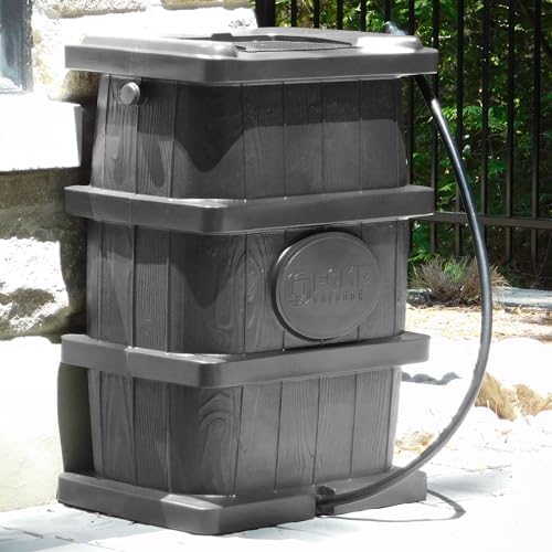 FCMP Outdoor Slim Line Design Rain Barrel, 45 Gallon, Grey - Image 3