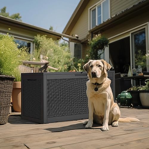 Vixzen 120 Gallon Deck Boxes Outdoor Waterproof, Resin Lockable Storage Box for Patio Cushions Storage Furniture, Garden Tools, Pool Supplies, Weatherproof and UV Resistant (Black, 120 Gallon) - Image 6