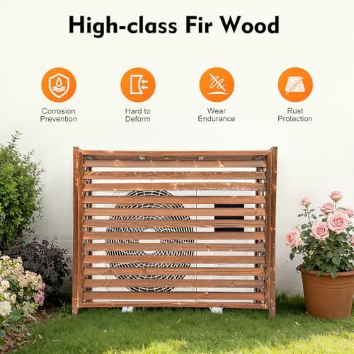 Xuthusman Air Conditioner Fence Screen, AC Covers Solid Wood Planter Rustic Wooden Outdoor Planting Frame for Outside to Hide Air Conditioner & for Outdoor Privacy - Image 3